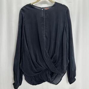 Tianello black cross front blouse long sleeves XS casual boho western